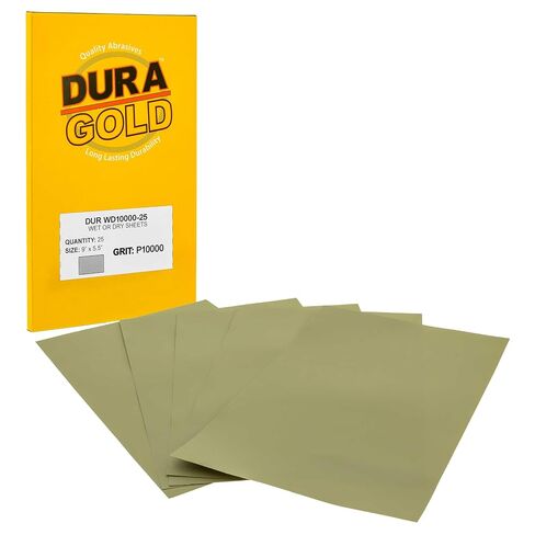 Dura-Gold Premium 10000 Grit Wet or Dry Sandpaper Sheets, 5-1/2" x 9", Box of 25 - Auto Car Color Sanding Detailing, Polishing Wood, Plastic Glass, Epoxy, Stone, Metal Finishing Hand Sand Block Sander in Kuwait