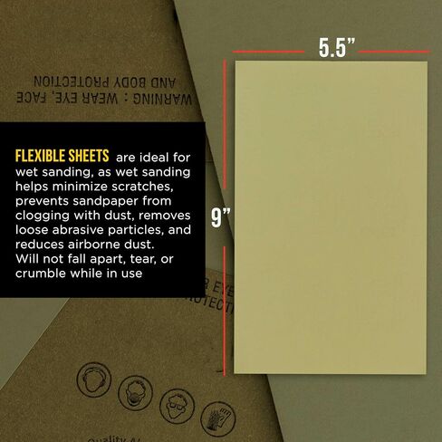 Dura-Gold Premium 10000 Grit Wet or Dry Sandpaper Sheets, 5-1/2" x 9", Box of 25 - Auto Car Color Sanding Detailing, Polishing Wood, Plastic Glass, Epoxy, Stone, Metal Finishing Hand Sand Block Sander in Kuwait