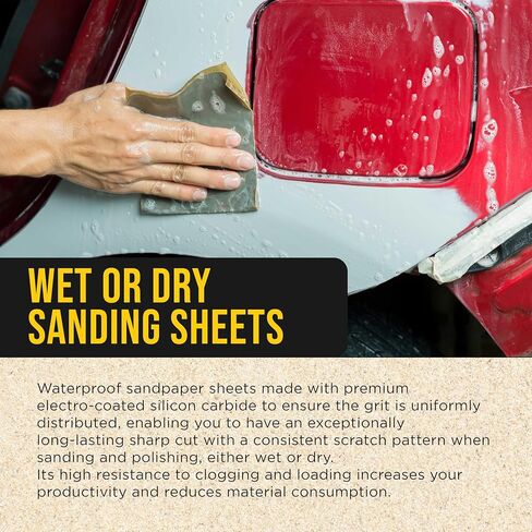 Dura-Gold Premium 10000 Grit Wet or Dry Sandpaper Sheets, 5-1/2" x 9", Box of 25 - Auto Car Color Sanding Detailing, Polishing Wood, Plastic Glass, Epoxy, Stone, Metal Finishing Hand Sand Block Sander in Kuwait