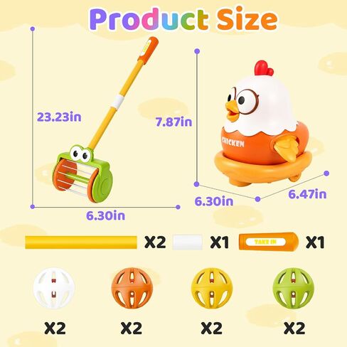 Chicken Laying Egg with Hand-Pushed Egg Collector Toys for Toddlers, Cute Farm Chicken Toys with Sound Music for Boys Girls in Kuwait