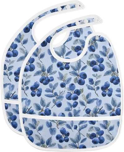 Baby Feeding Bibs for Boys Girls Cute Blueberry Button Newborn Infant Bibs Teething Bib 1 Pack in Kuwait