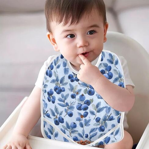 Baby Feeding Bibs for Boys Girls Cute Blueberry Button Newborn Infant Bibs Teething Bib 1 Pack in Kuwait