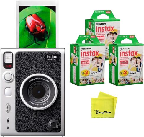 Fujifilm Instax Mini EVO Instant Camera - Black (Camera + 60 Sheets Extra Film) in Kuwait