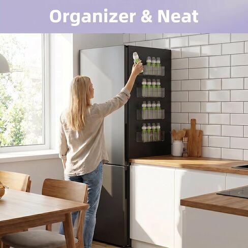 MGY 4Pack Clear Magnetic Baby Bottle Organizer for Refrigerator, Space-Saving Storage for Baby Bottles,Bottle Organizer for kitchen in Kuwait