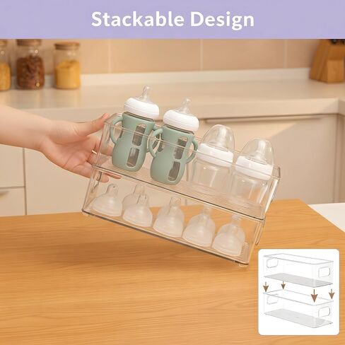 MGY 4Pack Clear Magnetic Baby Bottle Organizer for Refrigerator, Space-Saving Storage for Baby Bottles,Bottle Organizer for kitchen in Kuwait