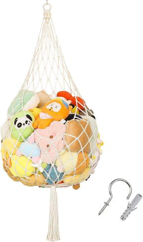 Stuffed Animal Storage Hammock Plushie Net 60-inch Stuffed Animal Net Corner for Kids' Wall Room Decor Hanging Toy Storage Plushie Net Organizer Holder Kids Baby Nursery Wall Bedroom Home Decor (L) in Kuwait