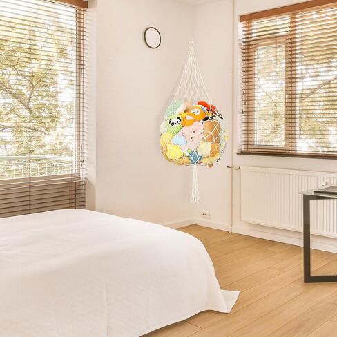 Stuffed Animal Storage Hammock Plushie Net 60-inch Stuffed Animal Net Corner for Kids' Wall Room Decor Hanging Toy Storage Plushie Net Organizer Holder Kids Baby Nursery Wall Bedroom Home Decor (L) in Kuwait