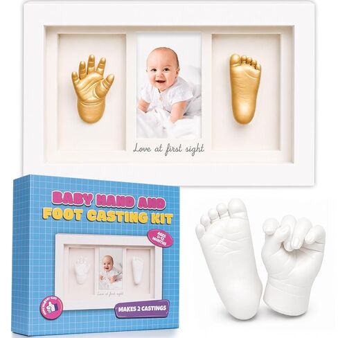 Baby Hand and Footprint Casting Kit, Newborn Hand & Foot Mold Keepsake Frame, Infant Handprint Footprint Gift for New Mom, Baby Shower Registry Gifts for Boys Girls, Mom to Be Gift, Newborn Memory Kit in Kuwait