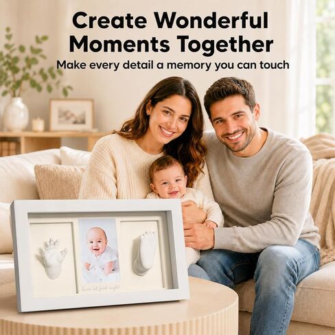 Baby Hand and Footprint Casting Kit, Newborn Hand & Foot Mold Keepsake Frame, Infant Handprint Footprint Gift for New Mom, Baby Shower Registry Gifts for Boys Girls, Mom to Be Gift, Newborn Memory Kit in Kuwait
