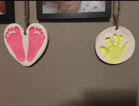 Baby Footprint & Handprint Frame & Ornament Set Baby Girl Gifts & Baby Boy Gifts, Unique Baby Shower Gifts, Personalized Baby Gifts for Baby Registry, Keepsake Box for Room Wall Nursery Decor in Kuwait