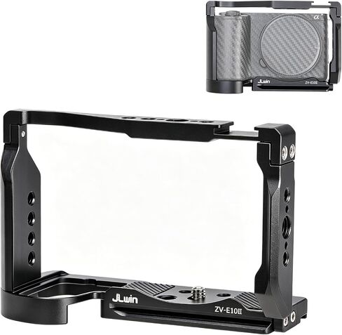 Camera Cage for Sony ZV-E10 II,Protective Camera Rig Frame with Cold Shoe Mount,Multiple 1/4" & 3/8" Thread Holes,Built-in Quick Release Base for Arca-Swiss in Kuwait