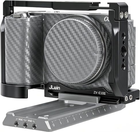Camera Cage for Sony ZV-E10 II,Protective Camera Rig Frame with Cold Shoe Mount,Multiple 1/4" & 3/8" Thread Holes,Built-in Quick Release Base for Arca-Swiss in Kuwait