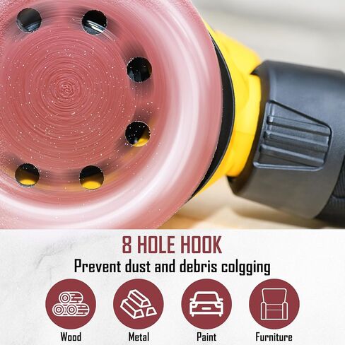 500 Pcs 5 Inch 8 Hole Sanding Discs Round Hook and Loop Sandpaper Grits Sandpaper for Random Orbital Sander for Wood Sanding Automotive Wood Metal Polishing(60/80/120/220/320,Red) in Kuwait