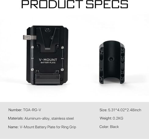 Tilta V-Mount Battery Plate Compatible with Ring Grip for DJI RS2, RS4, RS5 | Cable-Free Power | Aluminum Construction in Kuwait