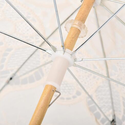 Pssopp Bridal Lace Parasol Umbrella, Vintage Wedding Lace Canopy Wooden Handle for Wedding Parties Photography Decoration in Kuwait