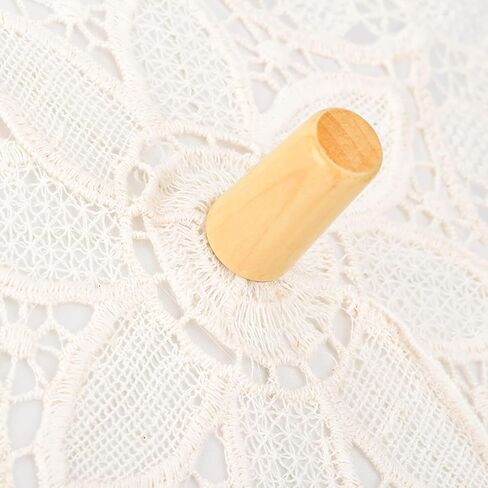 Pssopp Bridal Lace Parasol Umbrella, Vintage Wedding Lace Canopy Wooden Handle for Wedding Parties Photography Decoration in Kuwait