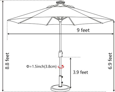 EliteShade 1 Set of 9ft Umbrella with Lights (White) & Hitch Mount Umbrella Holder in Kuwait