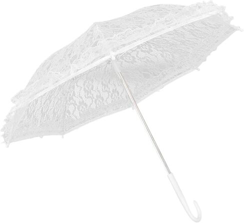 Aramox Lace Umbrella White Embroidery Umbrella 17.1in Manual Bridal Parasol with Stainless Steel Frame Lace Canopy Lightweight Design for Wedding Dance Stage Performance Women in Kuwait