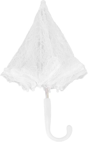 Aramox Lace Umbrella White Embroidery Umbrella 17.1in Manual Bridal Parasol with Stainless Steel Frame Lace Canopy Lightweight Design for Wedding Dance Stage Performance Women in Kuwait
