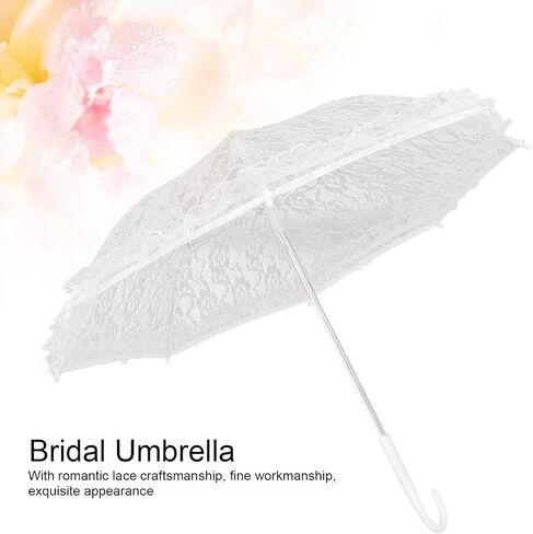 Aramox Lace Umbrella White Embroidery Umbrella 17.1in Manual Bridal Parasol with Stainless Steel Frame Lace Canopy Lightweight Design for Wedding Dance Stage Performance Women in Kuwait