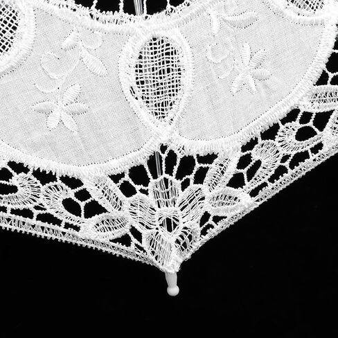Aramox Beautiful Lace Umbrella Handmade Bridal Umbrella 10 X 11.4in Wooden Handle Lace Canopy for Wedding Decoration Stage Performance Photography Women in Kuwait