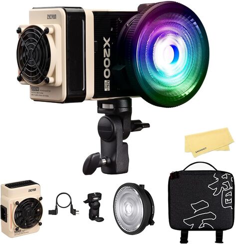 ZHIYUN MOLUS X200 RGB 200W COB Video Light, Bowens Mount, Standard Kit | 200W Full-Color RGB, 2500K-10000K CCT, CRI 95/TLCI 97, 15 eEffects, 810g Body, Native Bowens Mount and App Control in Kuwait