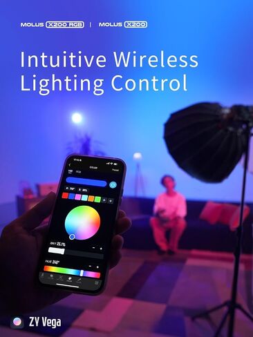 ZHIYUN MOLUS X200 RGB 200W COB Video Light, Bowens Mount, Standard Kit | 200W Full-Color RGB, 2500K-10000K CCT, CRI 95/TLCI 97, 15 eEffects, 810g Body, Native Bowens Mount and App Control in Kuwait