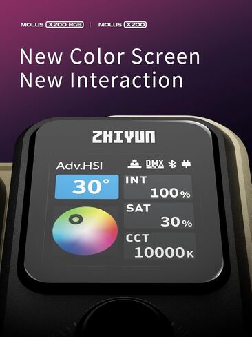 ZHIYUN MOLUS X200 RGB 200W COB Video Light, Bowens Mount, Standard Kit | 200W Full-Color RGB, 2500K-10000K CCT, CRI 95/TLCI 97, 15 eEffects, 810g Body, Native Bowens Mount and App Control in Kuwait