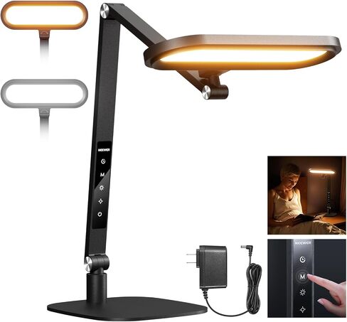 NEEWER Basics 16W Desktop LED Lamp for Home Office Video Conference Reading Lighting, Eye Caring Foldable Double Sided Dimmable Touch Ring Light with Desk Stand Memory Timer 5 Color Modes CRI95, FR16 in Kuwait