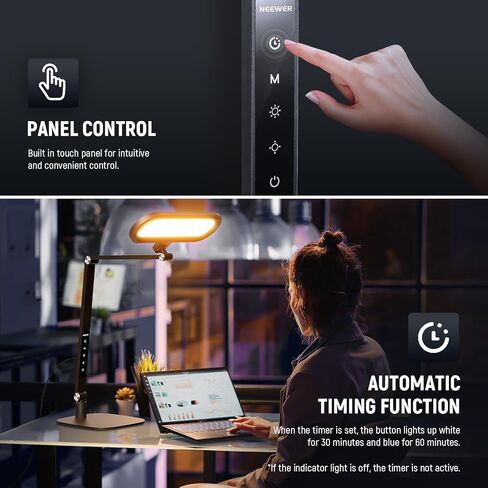 NEEWER Basics 16W Desktop LED Lamp for Home Office Video Conference Reading Lighting, Eye Caring Foldable Double Sided Dimmable Touch Ring Light with Desk Stand Memory Timer 5 Color Modes CRI95, FR16 in Kuwait