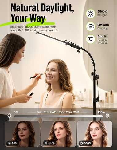 Photography Lighting Kit with Stand & Flexible Soft Tube - 180° Adjustable LED Studio Fill Light, 2M Tripod Stand, 5500K Daylight for Barber, Tattoo, Makeup & Content Creator Photo Video Lighting in Kuwait