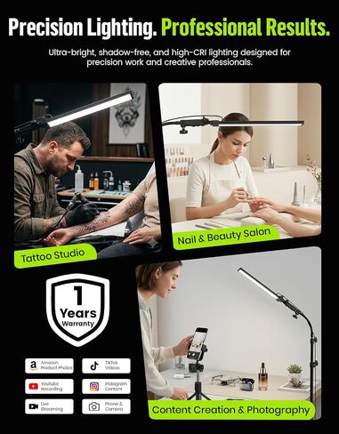 Photography Lighting Kit with Stand & Flexible Soft Tube - 180° Adjustable LED Studio Fill Light, 2M Tripod Stand, 5500K Daylight for Barber, Tattoo, Makeup & Content Creator Photo Video Lighting in Kuwait