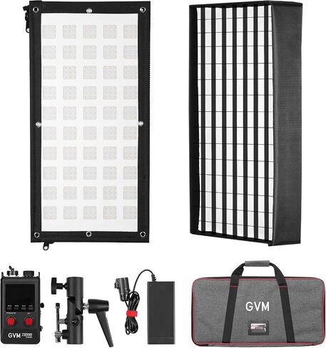 GVM ZipTile Z150B Bi-Color Flexible LED Video Light 2700K~6800K, 15500 lux/m 150W Output Panel Light, 12 Lighting FX with Honeycomb Grid Soft Box, Support App Control for Studio Photography Lighting in Kuwait