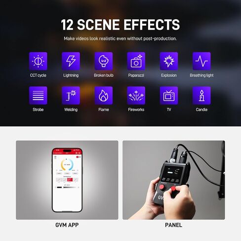 GVM ZipTile Z150B Bi-Color Flexible LED Video Light 2700K~6800K, 15500 lux/m 150W Output Panel Light, 12 Lighting FX with Honeycomb Grid Soft Box, Support App Control for Studio Photography Lighting in Kuwait