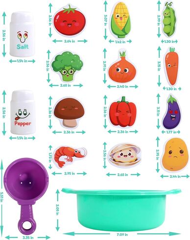 Bath Toys for Kids Ages 4-8 Bathtub Water Toys Play Food Cooking Set | 16 Pcs Mold Free Floating Foam Vegetables & Seafood Bath Toy Set Pretend Cooking Play for Toddlers 3-5 Gifts for Girls Boys in Kuwait