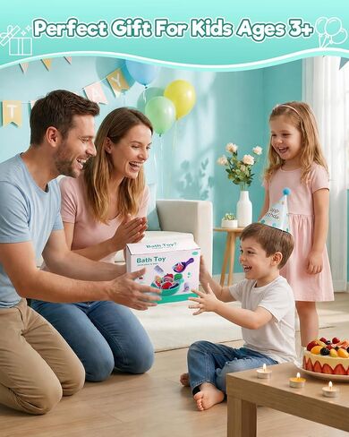Bath Toys for Kids Ages 4-8 Bathtub Water Toys Play Food Cooking Set | 16 Pcs Mold Free Floating Foam Vegetables & Seafood Bath Toy Set Pretend Cooking Play for Toddlers 3-5 Gifts for Girls Boys in Kuwait