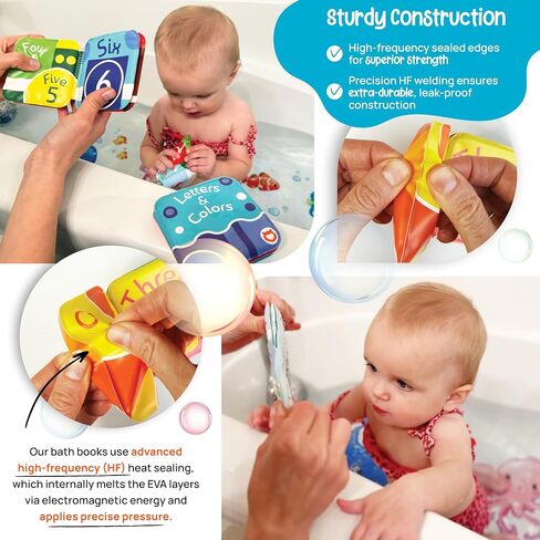Floating Baby Bath Books Set of 4 - Bath Books for Babies, Infants - Waterproof, Mold-Free Bath Toys for Learning & Early Education (Fruit, Ocean, ABC, Numbers Books) in Kuwait