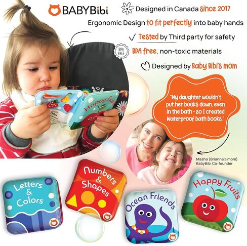 Floating Baby Bath Books Set of 4 - Bath Books for Babies, Infants - Waterproof, Mold-Free Bath Toys for Learning & Early Education (Fruit, Ocean, ABC, Numbers Books) in Kuwait