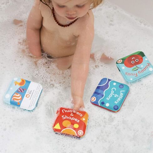 Floating Baby Bath Books Set of 4 - Bath Books for Babies, Infants - Waterproof, Mold-Free Bath Toys for Learning & Early Education (Fruit, Ocean, ABC, Numbers Books) in Kuwait