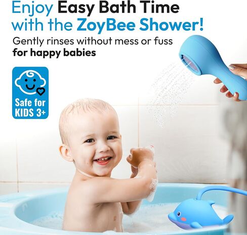 Rechargeable Baby Bath Shower Head for Bathtub - Kids Toddler Sprayer Showerhead Toys with Hose & Easy Water Flow Control - Dolphin Toy Sprayer for Babies Babybath Tub in Kuwait