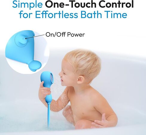 Rechargeable Baby Bath Shower Head for Bathtub - Kids Toddler Sprayer Showerhead Toys with Hose & Easy Water Flow Control - Dolphin Toy Sprayer for Babies Babybath Tub in Kuwait