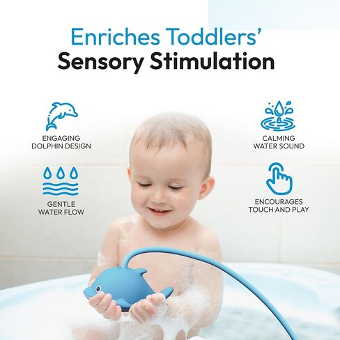 Rechargeable Baby Bath Shower Head for Bathtub - Kids Toddler Sprayer Showerhead Toys with Hose & Easy Water Flow Control - Dolphin Toy Sprayer for Babies Babybath Tub in Kuwait