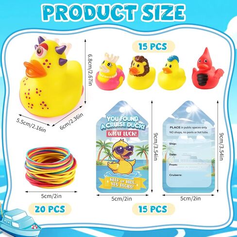 110 Pieces Rubber Ducks for Cruise Ships Hiding with Tags Kits | Includes 35Pcs Cruising Duck 35 Cruising Ducks Tags 40 Rubber Bands for Cruise Ship Duck Ducking Essentials in Kuwait