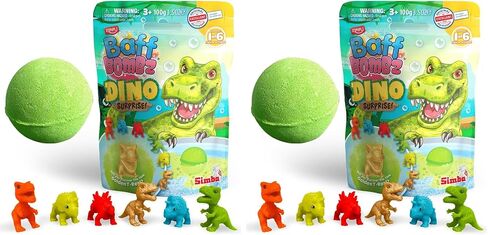 Zimpli Kids Large Dino Surprise Bath Bomb, 1 of 6 Surprise Dinosaur Toys to Collect, One per Baff Bomb, Mystery Toys for Boys & Girls, Collectable Gifts for Kids Aged 3 and up (Pack of 2) in Kuwait