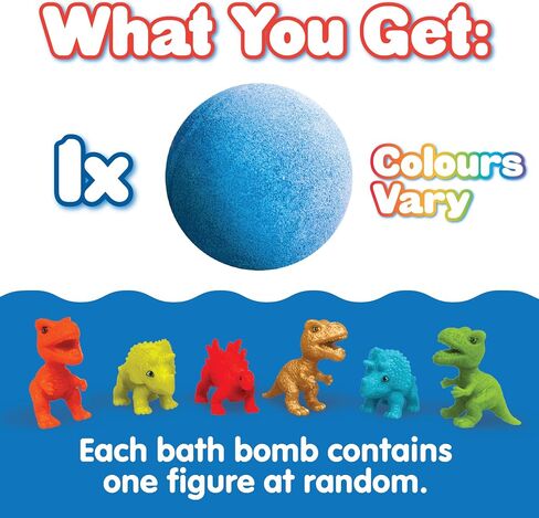 Zimpli Kids Large Dino Surprise Bath Bomb, 1 of 6 Surprise Dinosaur Toys to Collect, One per Baff Bomb, Mystery Toys for Boys & Girls, Collectable Gifts for Kids Aged 3 and up (Pack of 2) in Kuwait