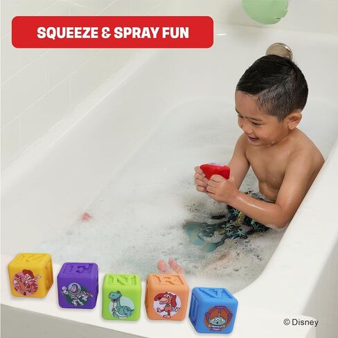 Toy Story Cube Bath Squirters, 6-Piece Bath Toys for Toddlers & Kids 3+ – Stackable Cube Squirters for Tub, Pool & Water Play in Saudi Arabia