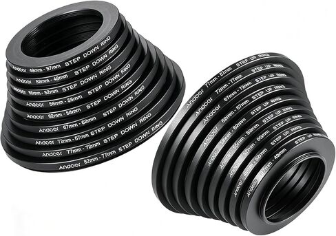 Andoer® 18pcs Step Up/Step Down Lens Filter 37 49 52 55 58 62 67 72 77 82mm Metal Adapter Ring Kit in Kuwait