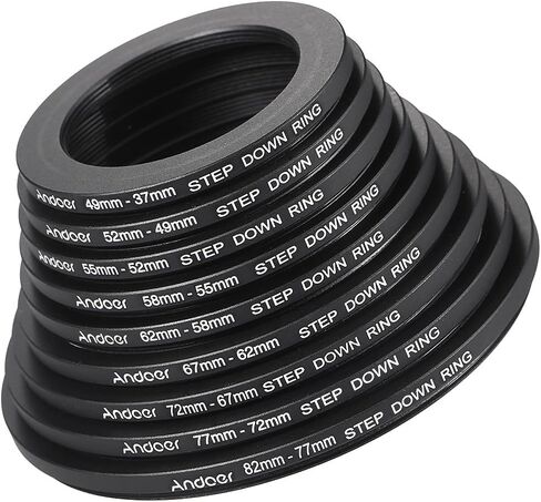 Andoer® 18pcs Step Up/Step Down Lens Filter 37 49 52 55 58 62 67 72 77 82mm Metal Adapter Ring Kit in Kuwait