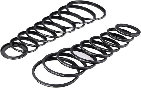 Andoer® 18pcs Step Up/Step Down Lens Filter 37 49 52 55 58 62 67 72 77 82mm Metal Adapter Ring Kit in Kuwait