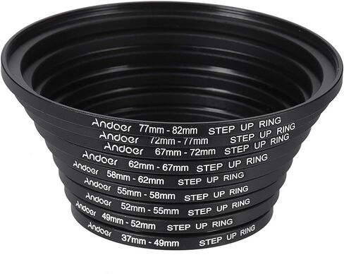 Andoer® 18pcs Step Up/Step Down Lens Filter 37 49 52 55 58 62 67 72 77 82mm Metal Adapter Ring Kit in Kuwait